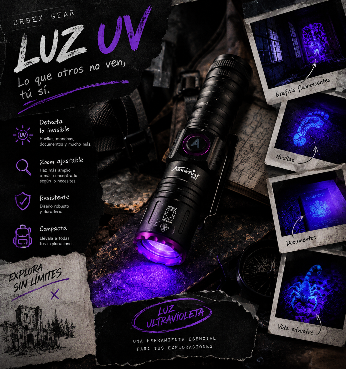 Linterna de luz UV