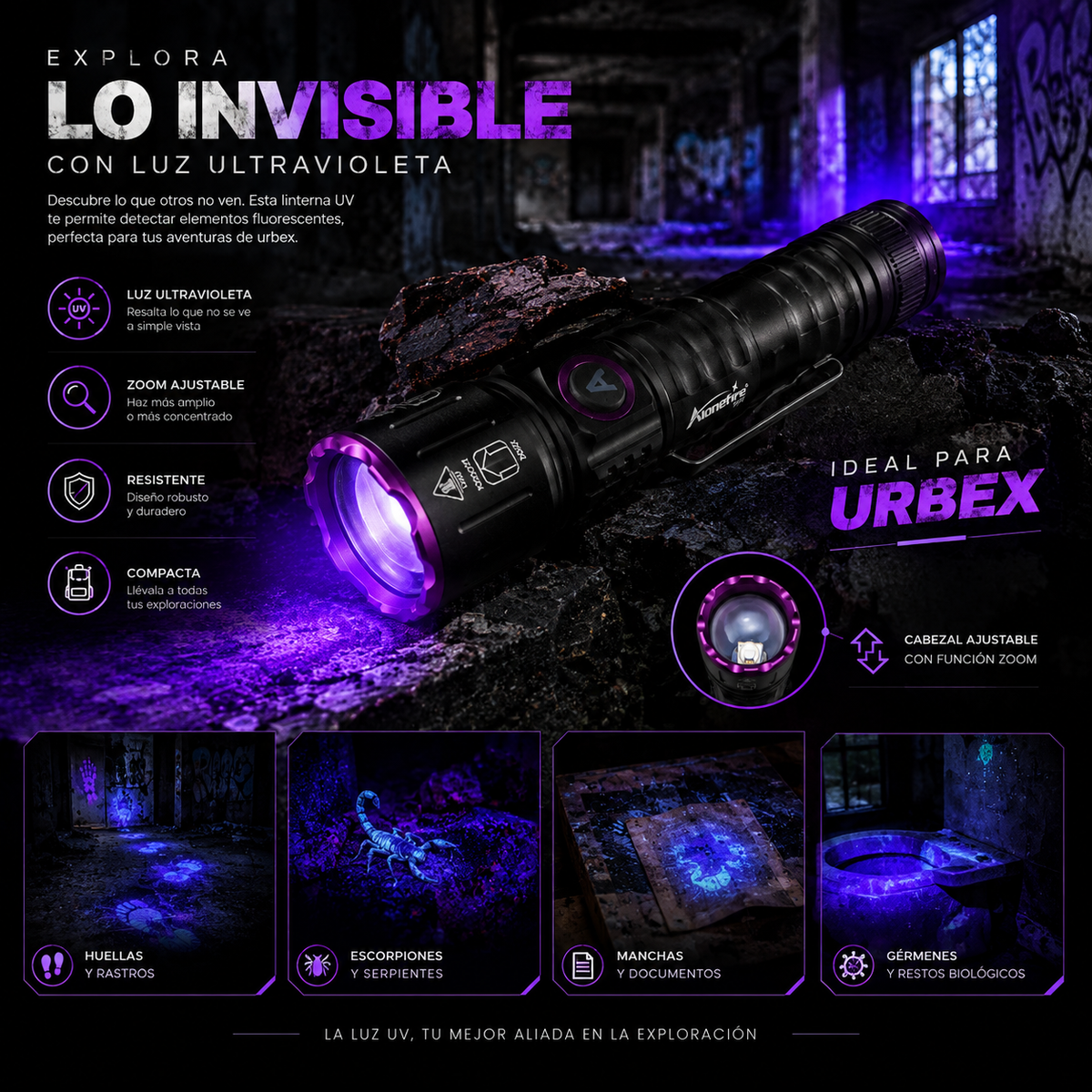 Linterna de luz UV